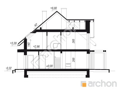 Проект дома ARCHON+ Дом в крынках 2 (Р2) Розріз будинку
