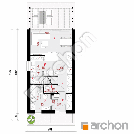 Проект будинку ARCHON+ Будинок в мускатах 4 (Е) План першого поверху
