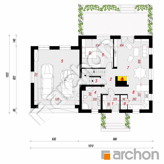 Проект будинку ARCHON+ Будинок в рододендронах 17 (Г2П) План першого поверху