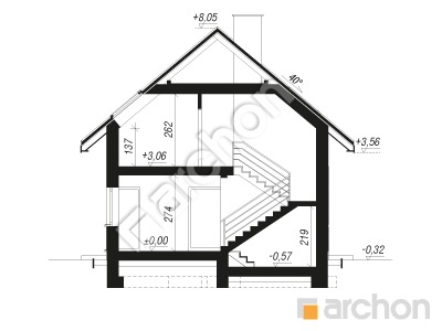 Проєкт будинку ARCHON+ Будинок в метеликах 4 (ГР2) Розріз будинку