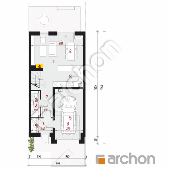 Проект дома ARCHON+ Дом под гинко 16 (ГС) План першого поверху
