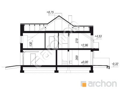 Проект дома ARCHON+ Дом под гинко 16 (ГС) Розріз будинку