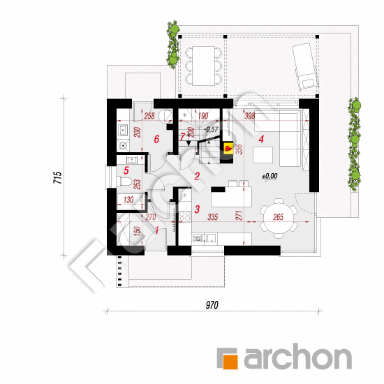 Проект будинку ARCHON+ Будинок в тритомах 2 План першого поверху