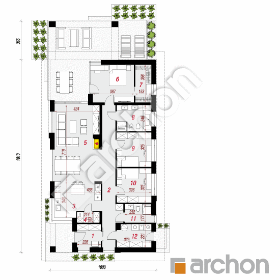 Проект дома ARCHON+ Дом в андромедах 8 План першого поверху