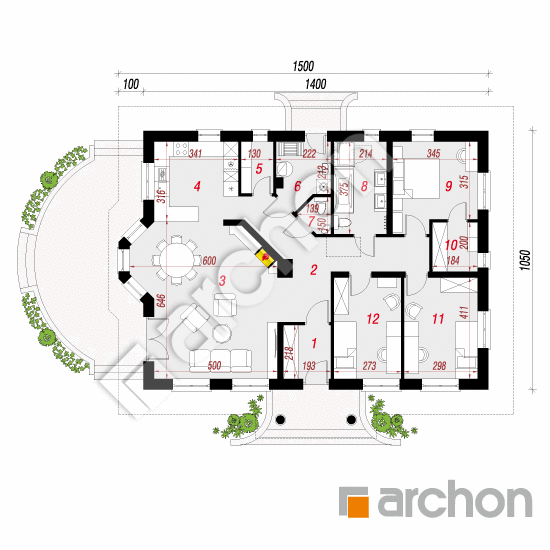 Проект дома ARCHON+ Дом под красной рябиной 4 вер.2 План першого поверху