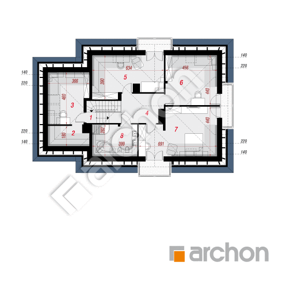 Проект будинку ARCHON+ Будинок в вербенах 8 (ПН) План мансандри