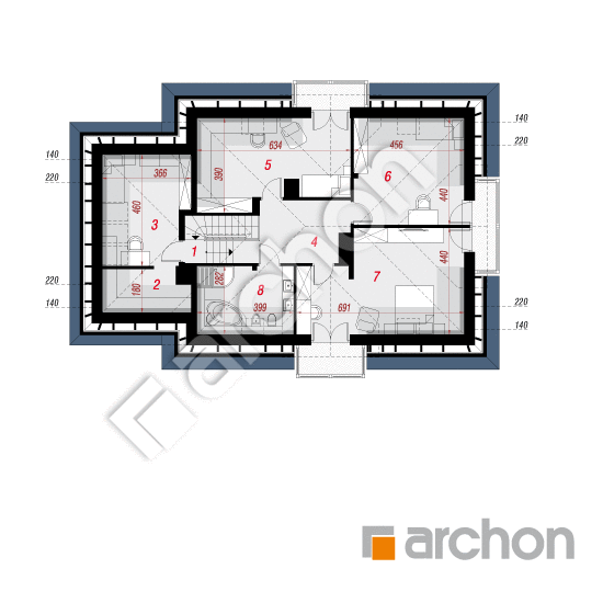 Проект дома ARCHON+ Дом в вербене 8 (ПН) План мансандри