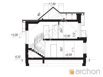 Проект дома ARCHON+ Дом в рододендронах (Н) вер.2 Розріз будинку
