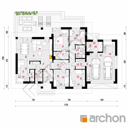 Проект будинку ARCHON+ Будинок в альвах (Г2) План першого поверху