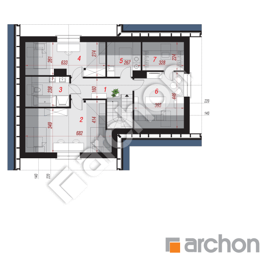 Проект будинку ARCHON+ Будинок в манго вер.3 План мансандри