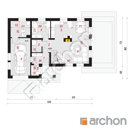 Проект будинку ARCHON+ Будинок в манго вер.3 План першого поверху