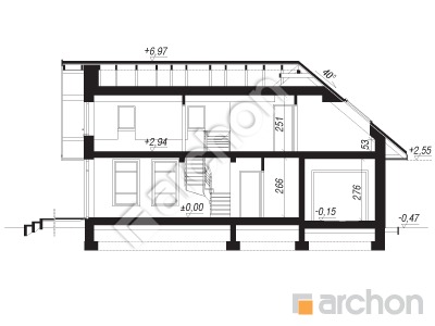 Проєкт будинку ARCHON+ Будинок в манго вер.3 Розріз будинку