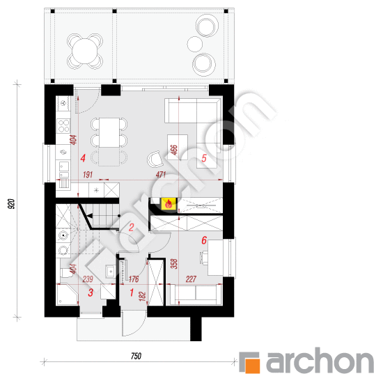 Проект будинку ARCHON+ Будинок в фацеліях План першого поверху