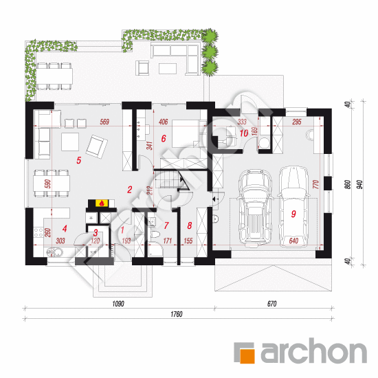 Проект дома ARCHON+ Дом в рододендронах 26 (Г2) План першого поверху