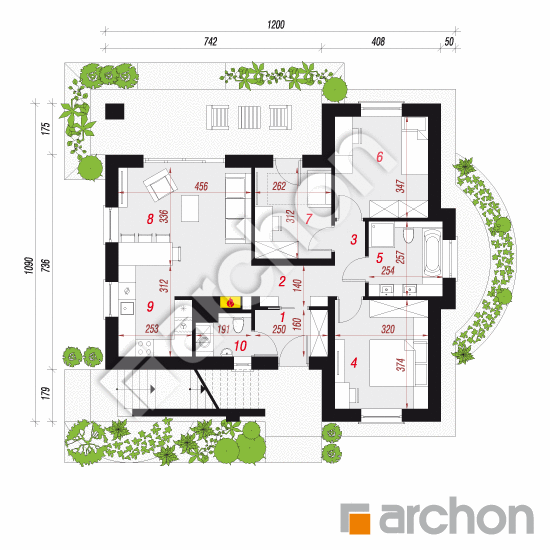 Проект дома ARCHON+ Вилла Луиза 2 (Р2) вер.2 План першого поверху