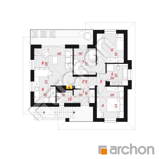 Проєкт будинку ARCHON+ Вілла Луїза 2 (Р2) вер.2 План першого поверху