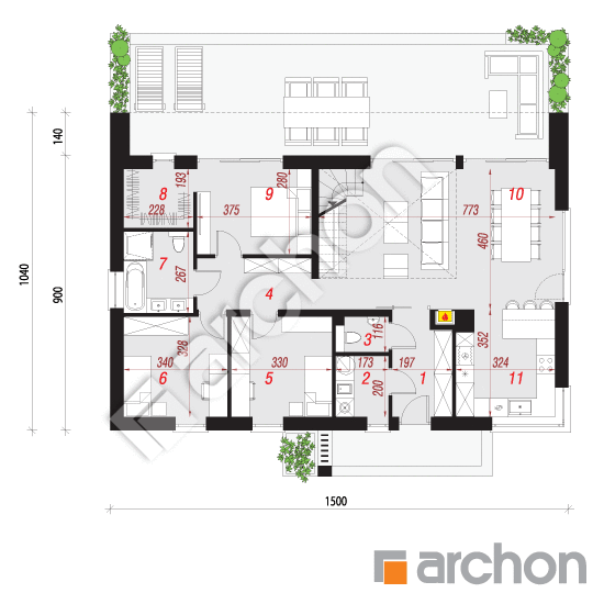 Проект будинку ARCHON+ Будинок в нарахнілах 5 План першого поверху