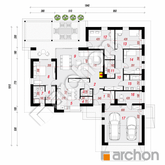 Проект будинку ARCHON+ Будинок в ісменах (Г2) План першого поверху