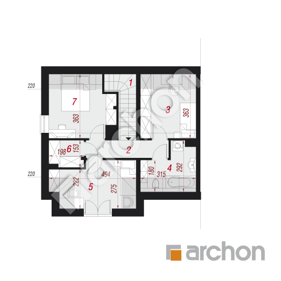 Проект дома ARCHON+ Дом в гунерах (Б) вер. 2 План мансандри