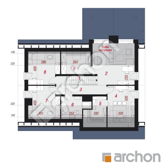 Проект дома ARCHON+ Дом в первоцветах (в) План мансандри