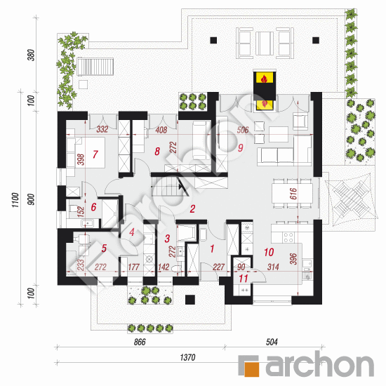 Проект дома ARCHON+ Дом в первоцветах (в) План першого поверху