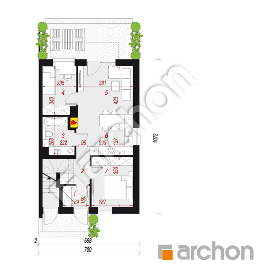 Проект дома ARCHON+ Дом в фиалках 3 (Р2Б) вер.2  План першого поверху