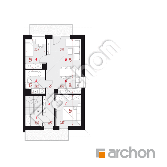 Проект дома ARCHON+ Дом в фиалках 3 (Р2Б) вер.2  План першого поверху