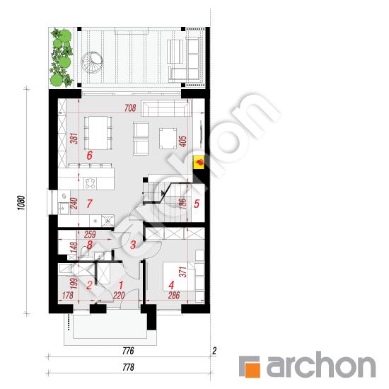 Проект дома ARCHON+ Дом в нарциссах 3 (Б) План першого поверху