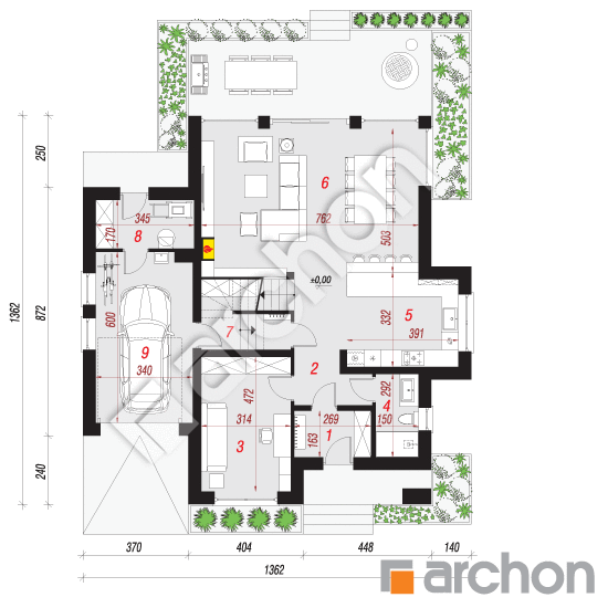 Проект будинку ARCHON+ Будинок в табаско вep. 2 вер.2 План першого поверху