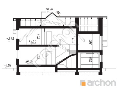 Проєкт будинку ARCHON+ Будинок в табаско вep. 2 вер.2 Розріз будинку