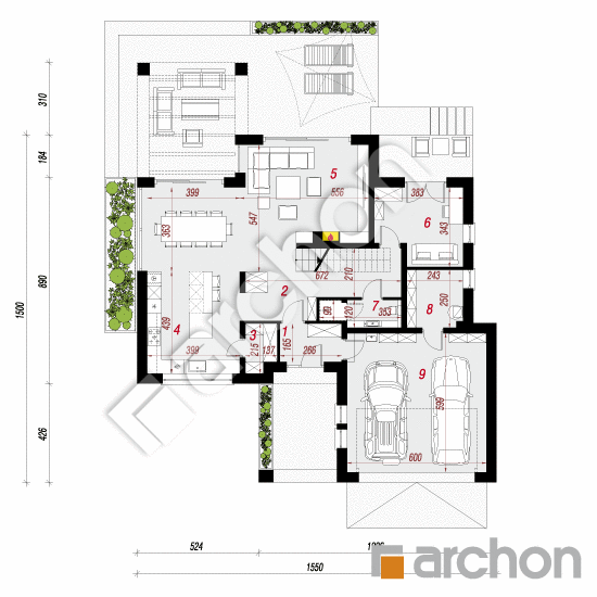Проект будинку ARCHON+ Будинок в мачейках 4 (Г2) План першого поверху