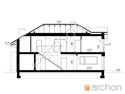 Проєкт будинку ARCHON+ Будинок в мачейках 4 (Г2) Розріз будинку