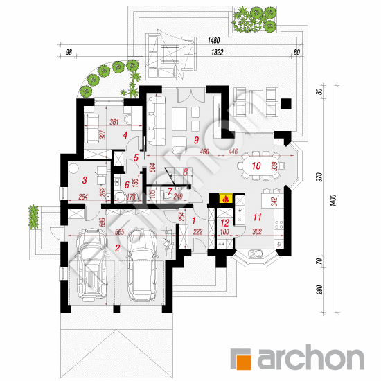 Проект дома ARCHON+ Дом в калатеях 2 (А) План першого поверху