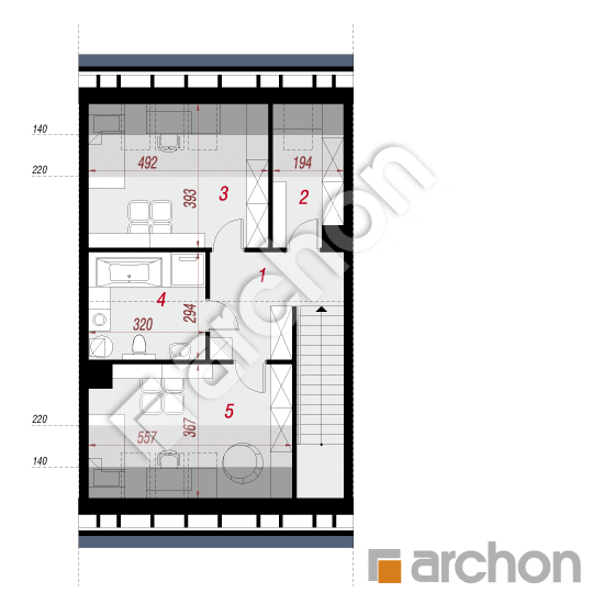 Проект будинку ARCHON+ Будинок в калвілах (С) План мансандри