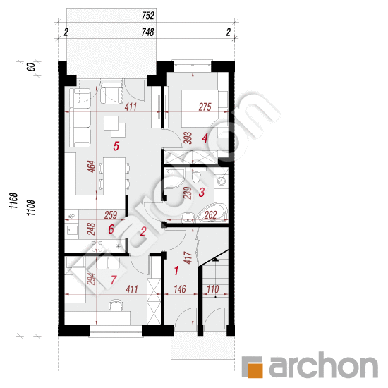 Проект будинку ARCHON+ Будинок в калвілах (С) План першого поверху
