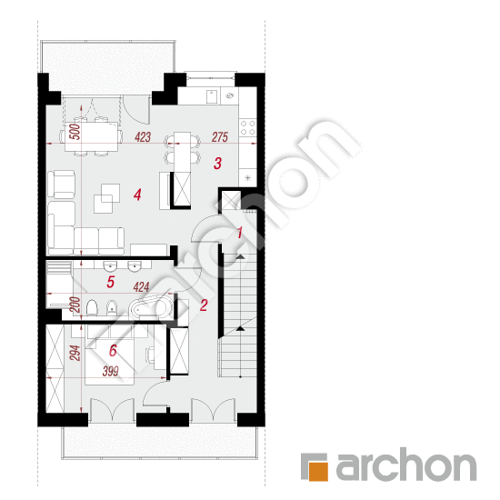 Проект будинку ARCHON+ Будинок в калвілах (С) План першого поверху