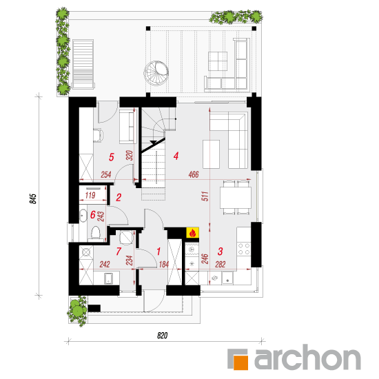 Проект будинку ARCHON+ Будинок мініатюрка 3 План першого поверху