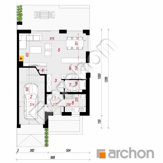 Проект дома ARCHON+ Дом в клематисах 29 (Б) План першого поверху