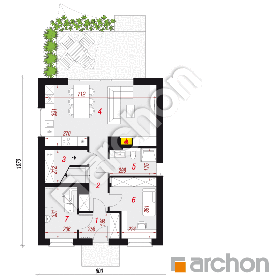 Проект будинку ARCHON+ Будинок під лімбами 2 План першого поверху