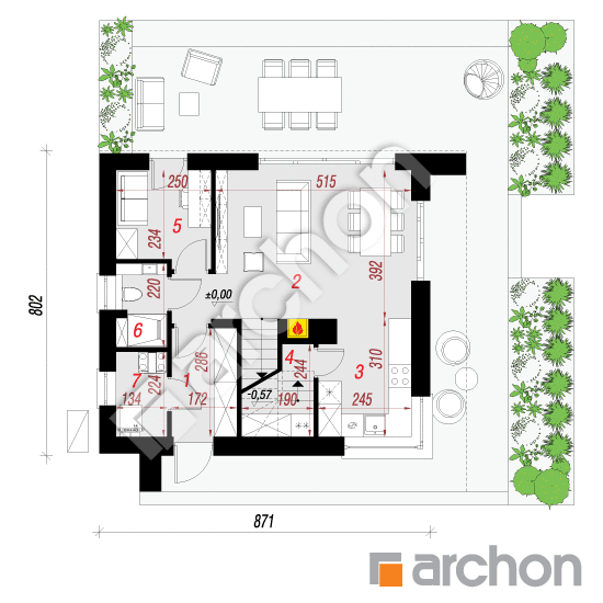 Проект будинку ARCHON+ Будинок в малинівці 24 (Е) ВДЕ План першого поверху