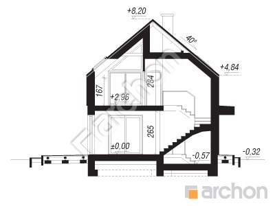 Проєкт будинку ARCHON+ Будинок в малинівці 24 (Е) ВДЕ Розріз будинку