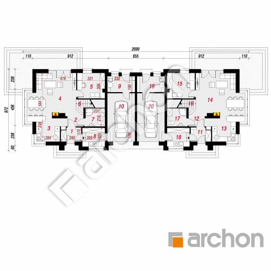 Проект дома ARCHON+ Дом в кардамоне 2 (Р2) План першого поверху