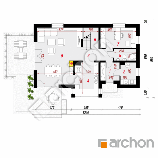Проект будинку ARCHON+ Будинок в майорані 2 (Н) вер.2 План першого поверху