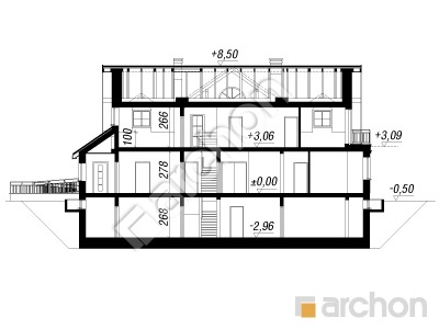 Проєкт будинку ARCHON+ Будинок під кленом (П) Розріз будинку