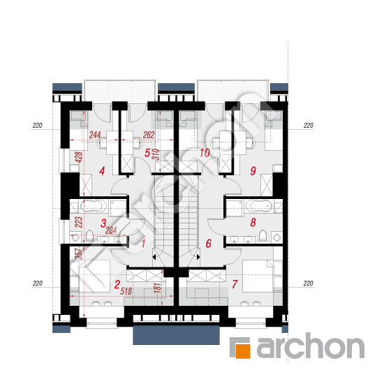 Проект будинку ARCHON+ Будинок під гінко 10 (Р2Б) План мансандри