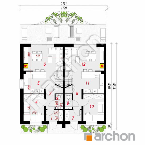 Проект будинку ARCHON+ Будинок під гінко 10 (Р2Б) План першого поверху