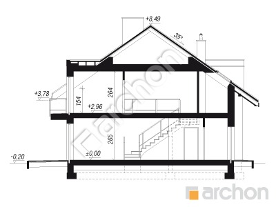 Проект дома ARCHON+ Дом под гинко 10 (Р2Б) Розріз будинку