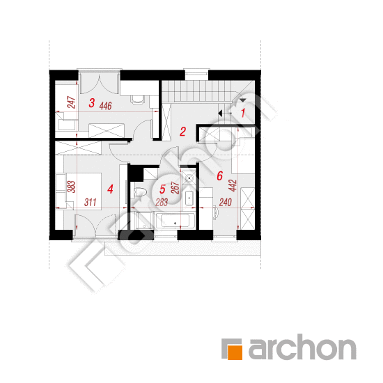 Проект дома ARCHON+ Дом в самшите 2 (ГС) План мансандри