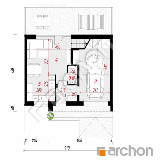 Проект дома ARCHON+ Дом в самшите 2 (ГС) План першого поверху