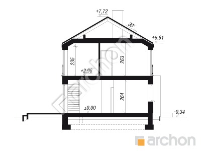 Проект дома ARCHON+ Дом в самшите 2 (ГС) Розріз будинку